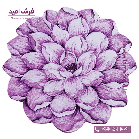 پادری دایره قطر ۱ متر گل نیلوفر یاسی زرباف