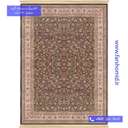 1200 شانه 8 رنگ افشان گل و مرغ سرمه ای محتشم