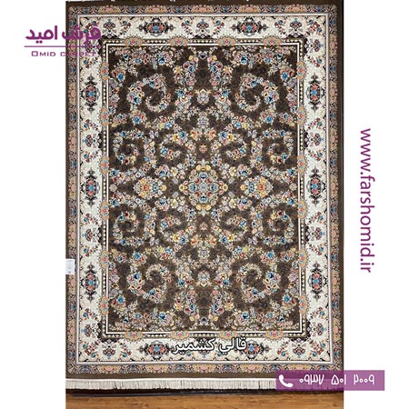 فرش ماشینی 700 شانه 10 رنگ اصل افشان ترگل گردویی قالی کشمیر