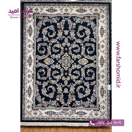فرش ماشینی 700 شانه 10 رنگ اصل افشان ترگل مشکی قالی کشمیر