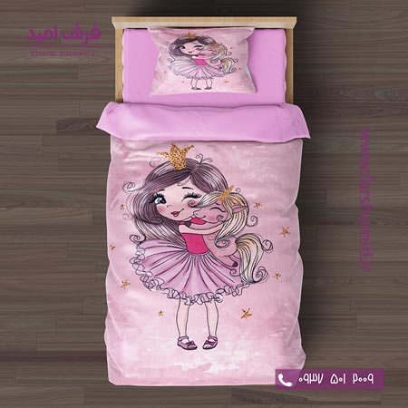 سرویس لحاف روتختی 6 تکه یک نفره اولدوز طرح پرنسس و یونیکورن کد 101210