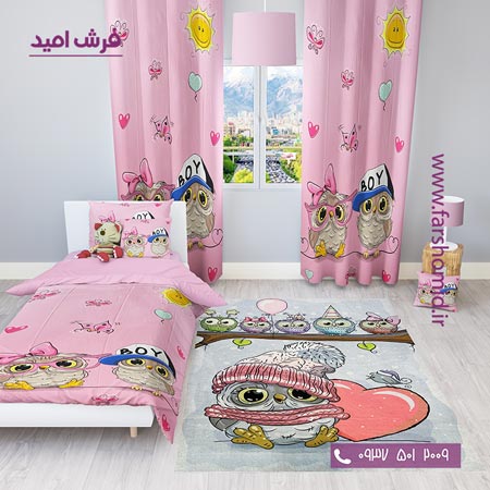 سرویس لحاف روتختی 6 تکه یک نفره اولدوز طرح جغد های کوچولو کد 10116