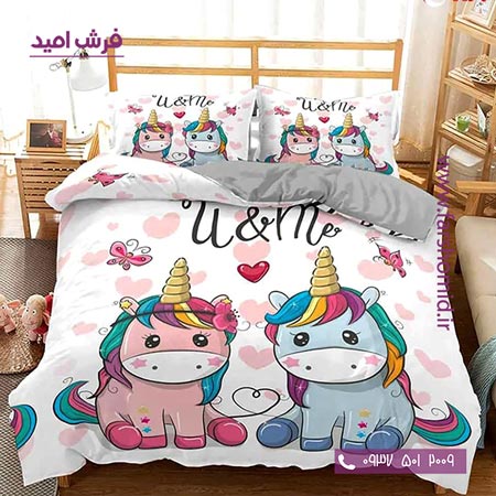 سرویس لحاف روتختی 6 تکه یک نفره اولدوز طرح یونیکورنها کد 10132