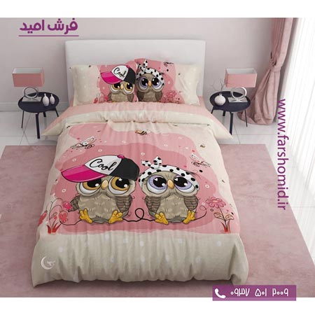 سرویس لحاف روتختی 6 تکه یک نفره اولدوز طرح جغد های بامزه کد 10142