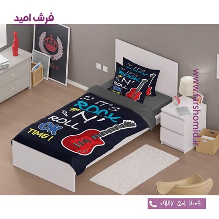 سرویس لحاف روتختی 6 تکه یک نفره اولدوز طرح گیتار کد 10145