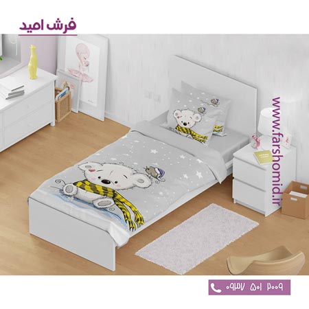 سرویس لحاف روتختی 6 تکه یک نفره اولدوز طرح خرس سرمایی کد 10153