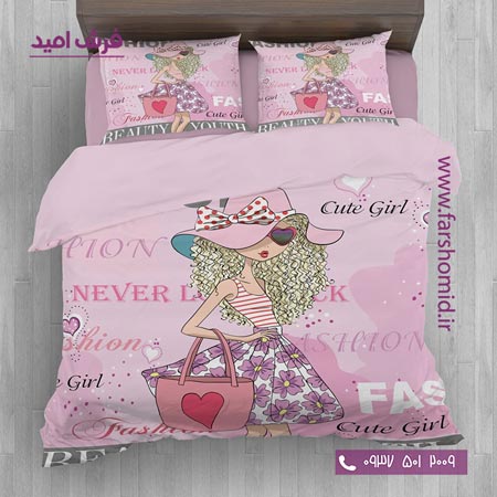 سرویس لحاف روتختی 6 تکه یک نفره اولدوز طرح دختر بامزه کد 10159