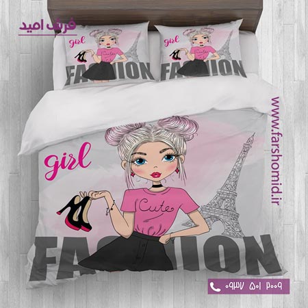 سرویس لحاف روتختی 6 تکه یک نفره اولدوز طرح دختر فشن کد 10162