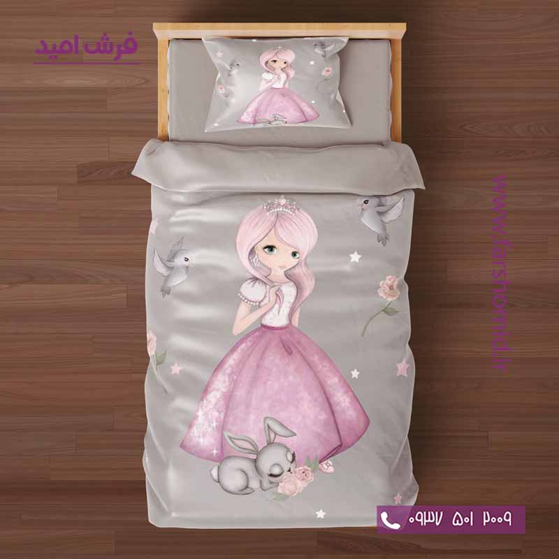سرویس لحاف روتختی 6 تکه یک نفره اولدوز طرح دختر زیبا و پرنده کد 10174