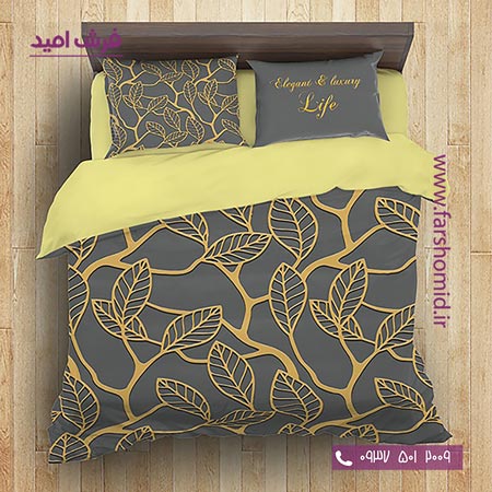 سرویس لحاف روتختی 6 تکه دو نفره اولدوز طرح برگ کد 20111