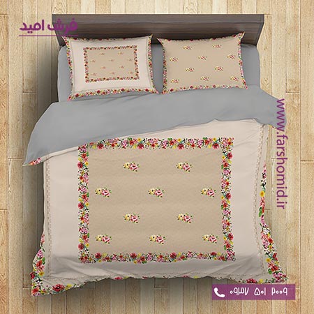 سرویس لحاف روتختی 6 تکه دو نفره اولدوز طرح گل های بهاری کد 20121