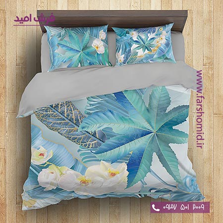 سرویس لحاف روتختی 6 تکه دو نفره اولدوز طرح برگ کد 2012۵