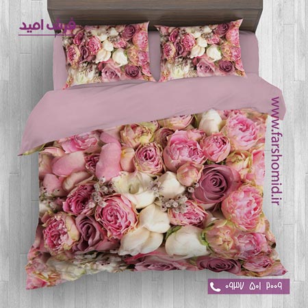 سرویس لحاف روتختی 6 تکه دو نفره اولدوز طرح گل رز کد 2018۵