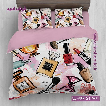 سرویس لحاف روتختی 6 تکه دو نفره اولدوز طرح لوازم آرایش کد 20191 یا 101439
