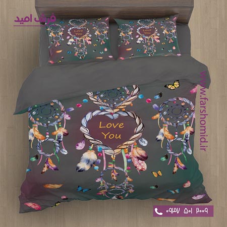 سرویس لحاف روتختی 6 تکه دو نفره اولدوز طرح عشق کد 20207