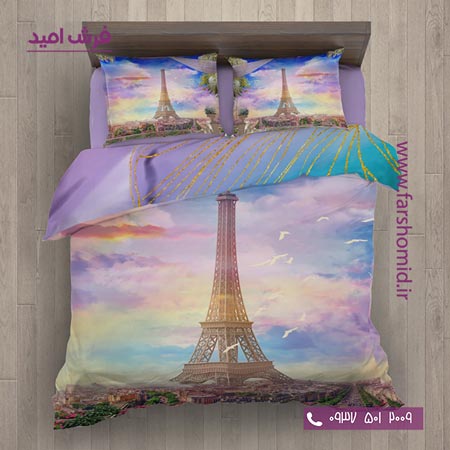 سرویس لحاف روتختی 6 تکه دو نفره اولدوز طرح برج ایفل کد 20213