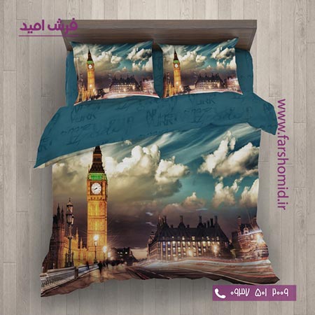 سرویس لحاف روتختی 6 تکه دو نفره اولدوز طرح غروب لندن کد 20214