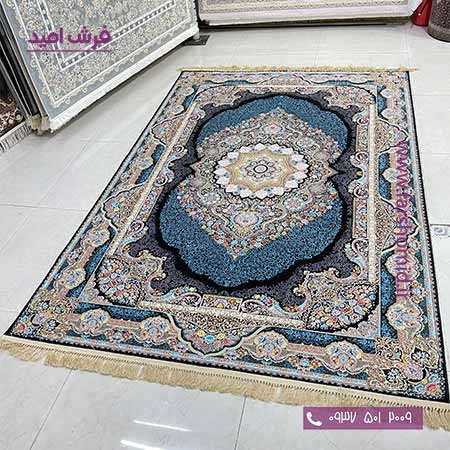 فرش ماشینی 1200 شانه 8 رنگ پرنس سرمه ای فرش سورنا