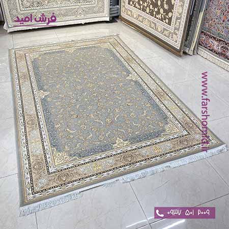 فرش ماشینی 700 شانه کلکسیون آوازه افشان اکازیون طلاکوب فرش سورنا