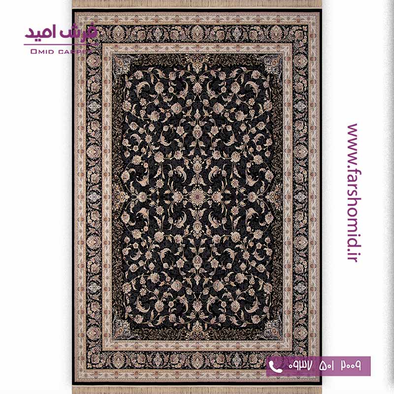 فرش ماشینی 700 شانه 8 رنگ افشان اکازیون مشکی فرش سورنا
