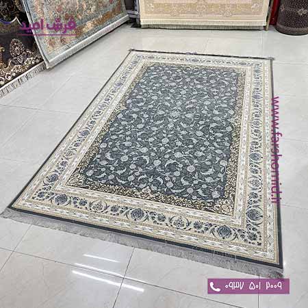 فرش ماشینی 700 شانه 8 رنگ افشان اکازیون متالیک لایت حاشیه بژ فرش سورنا