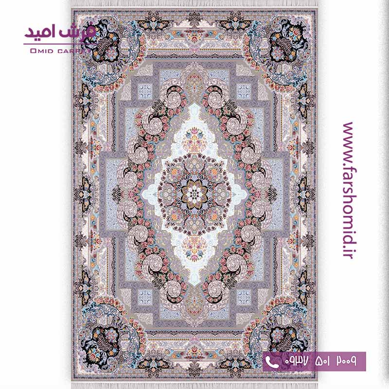 فرش ماشینی 1200 شانه 8 رنگ الدوز ترمه ای فرش سورنا