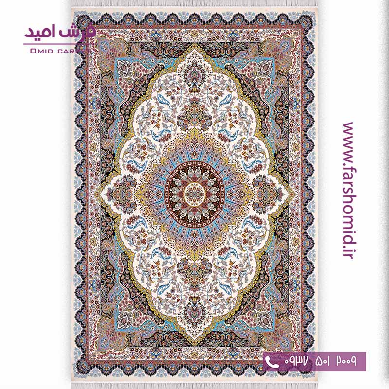 فرش ماشینی 1200 شانه 8 رنگ برلیان کرم فرش سورنا