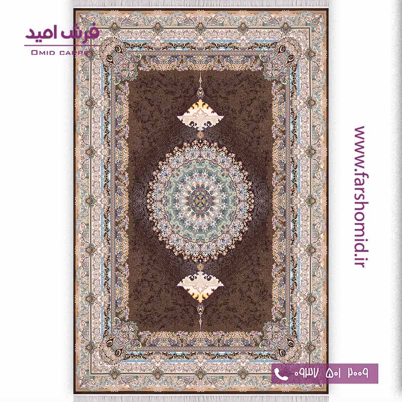 فرش ماشینی 1000 شانه 10 رنگ لیلی گردویی فرش سورنا