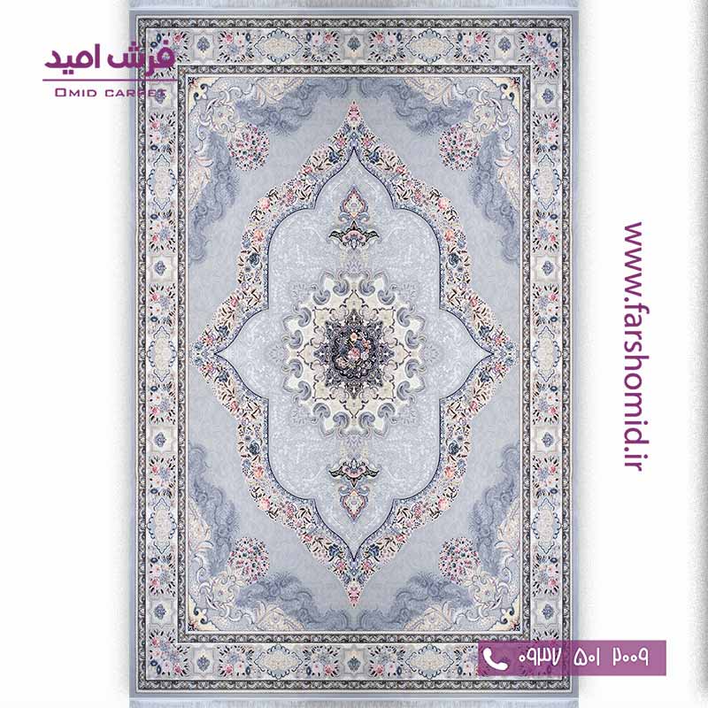 فرش ماشینی 700 شانه 8 رنگ کارینا نقره ای فرش سورنا