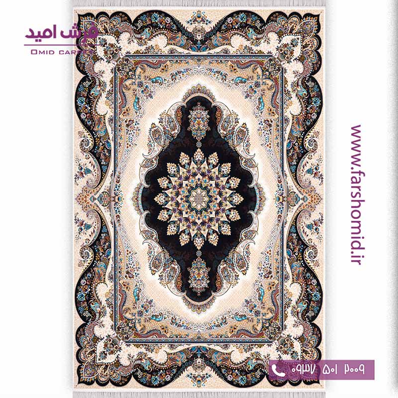 فرش ماشینی 1000 شانه 10 رنگ قاصدک کرم فرش سورنا