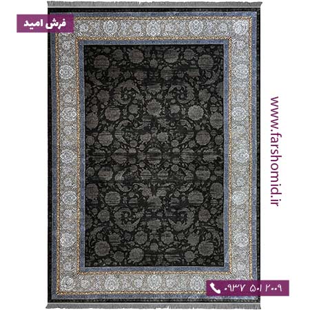 فرش وینتیج 700 شانه 6متری کد 70017z زغالی طوسی فرش سیزان