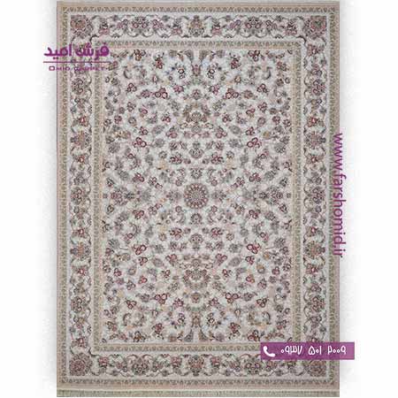 فرش ماشینی 700 شانه گلبرجسته افشان کد 1602 کرم پالت بهشتی تبریز فرش شادرخ