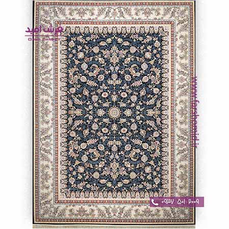 فرش ماشینی 700 شانه گلبرجسته افشان کد 1603 سرمه ای پالت بهشتی تبریز فرش شادرخ