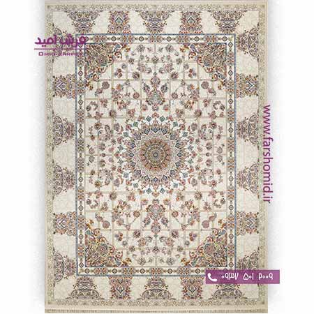 فرش ماشینی 700 شانه گلبرجسته کد 1604 کرم پالت بهشتی تبریز فرش شادرخ