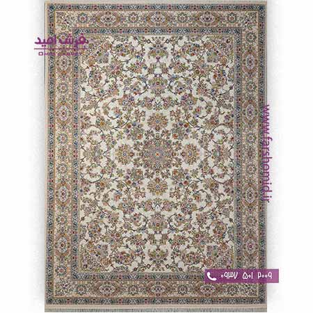 فرش ماشینی 700 شانه گلبرجسته افشان کد 1607 کرم پالت بهشتی تبریز فرش شادرخ