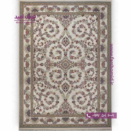 فرش ماشینی 700 شانه گلبرجسته افشان کد 1608 کرم پالت بهشتی تبریز فرش شادرخ