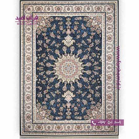 فرش ماشینی 700 شانه گلبرجسته کد 1615 سرمه ای پالت بهشتی تبریز فرش شادرخ