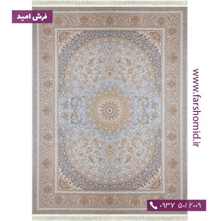 فرش ماشینی 1200 شانه 8 رنگ دلسا کد 12433 نقره ای فرش بزرگمهر