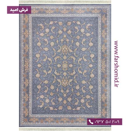 فرش ماشینی 1200 شانه 8 رنگ افشان دلسا کد 12480 نقره ای فرش بزرگمهر