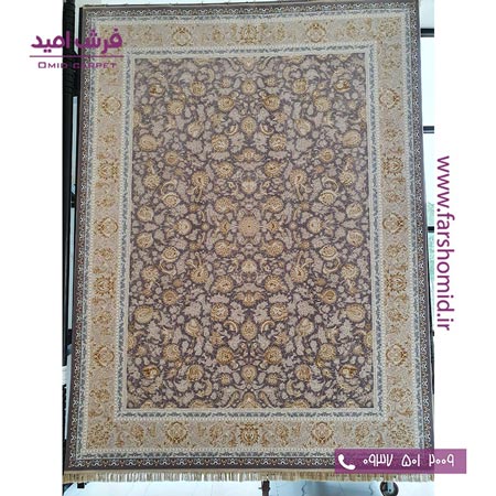 فرش ماشینی 1200 شانه 8 رنگ کد 310 افشان طوسی طلایی کلکسیون رویال شاهکار آریایی