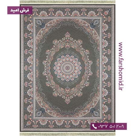 فرش ماشینی 1500 شانه 8 رنگ لچک ترنج کد 15941 متالیک فرش بزرگمهر