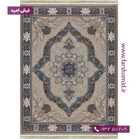 فرش ماشینی 700 شانه 8 رنگ لچک ترنج طرح 77918 ترمه ای فرش بزرگمهر