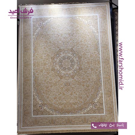 فرش ماشینی 1200 شانه 8 رنگ کد 370 سیلور طلایی کلکسیون رویال شاهکار آریایی