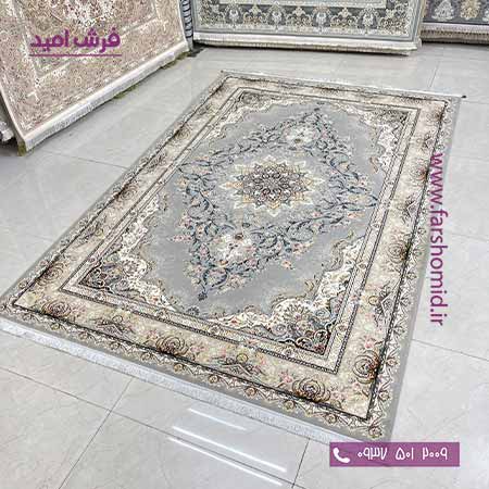 فرش ماشینی 700 شانه 8 رنگ آماندا نقره ای فرش سورنا