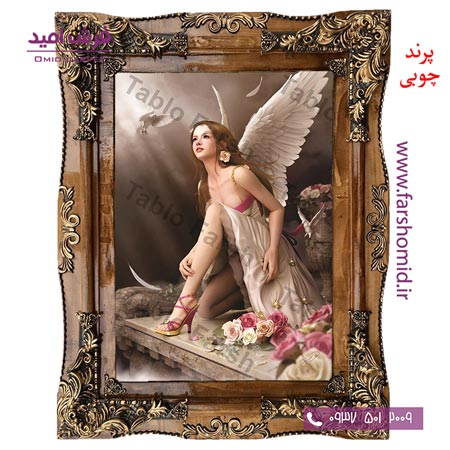 تابلو فرش ماشینی طرح فرشته کد 12012 فرشان