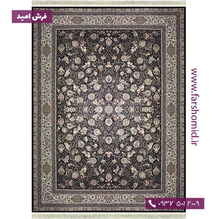 فرش 1600 شانه 8 رنگ افشان سلطنتی دودی خاطره کویر کاشان