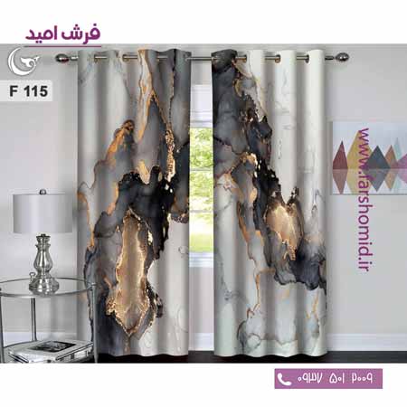 یک جفت پنل پرده پانچی دوخت شده و آماده نصب طرح مدرن کد F115