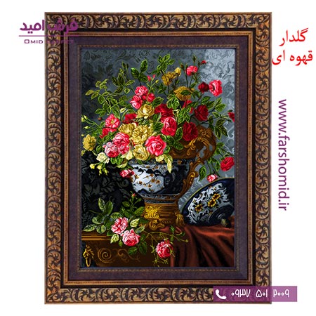 تابلو فرش ماشینی طرح سبد گل رز کد 1205۱ فرشان
