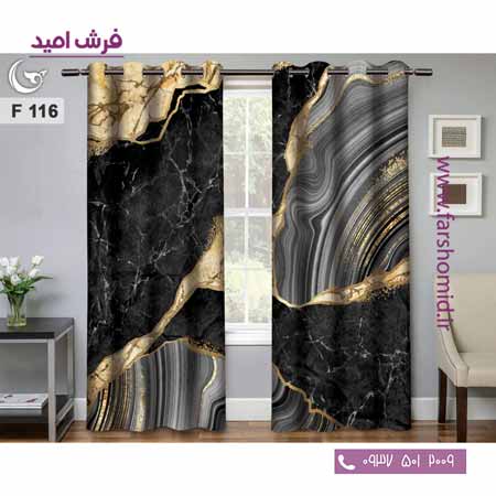 یک جفت پنل پرده پانچی دوخت شده و آماده نصب طرح مدرن کد F116