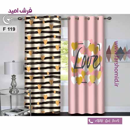 یک جفت پنل پرده پانچی دوخت شده و آماده نصب طرح مدرن کد F119